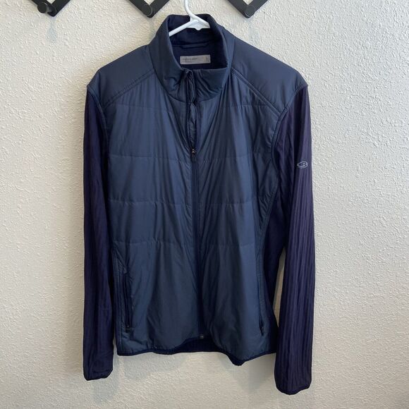 Icebreaker Descender Hybrid Full Zip Jacket Men's Large Navy 104280423